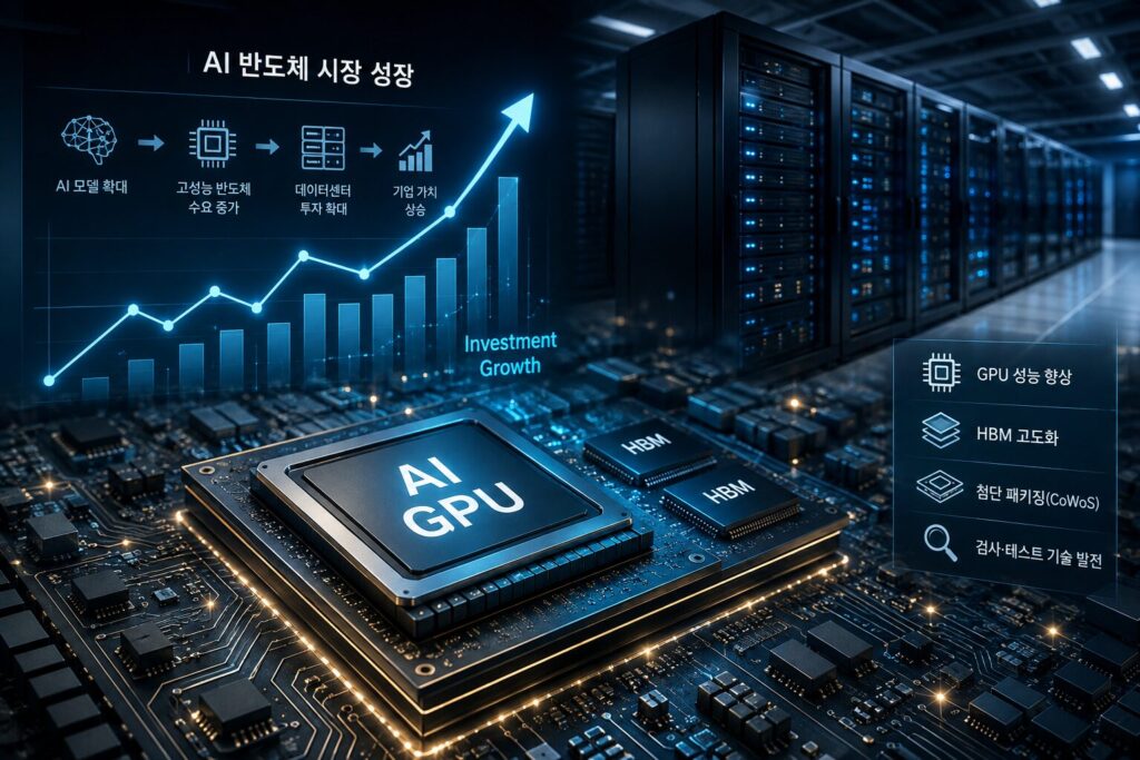 AI 반도체 산업 성장과 투자 개념 이미지