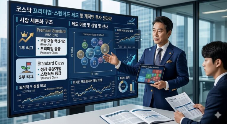 코스닥 시장의 세그먼트 구조를 표현한 개념 이미지